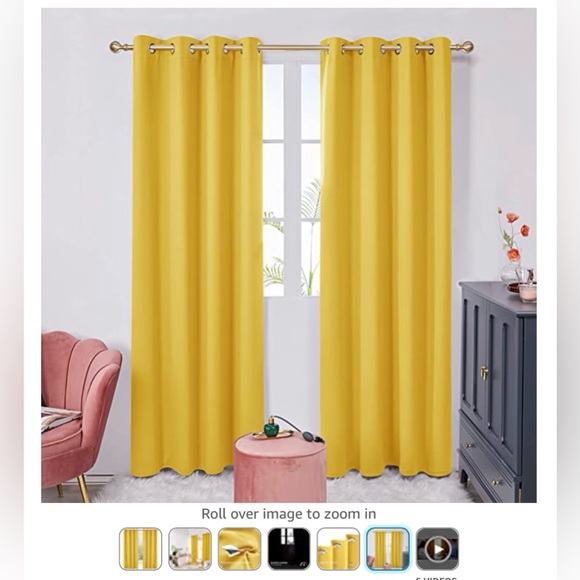 Red or Mellow Yellow Curtains Thermal Drapes Set of 2, 52Wx72L - Picture 4 of 6
